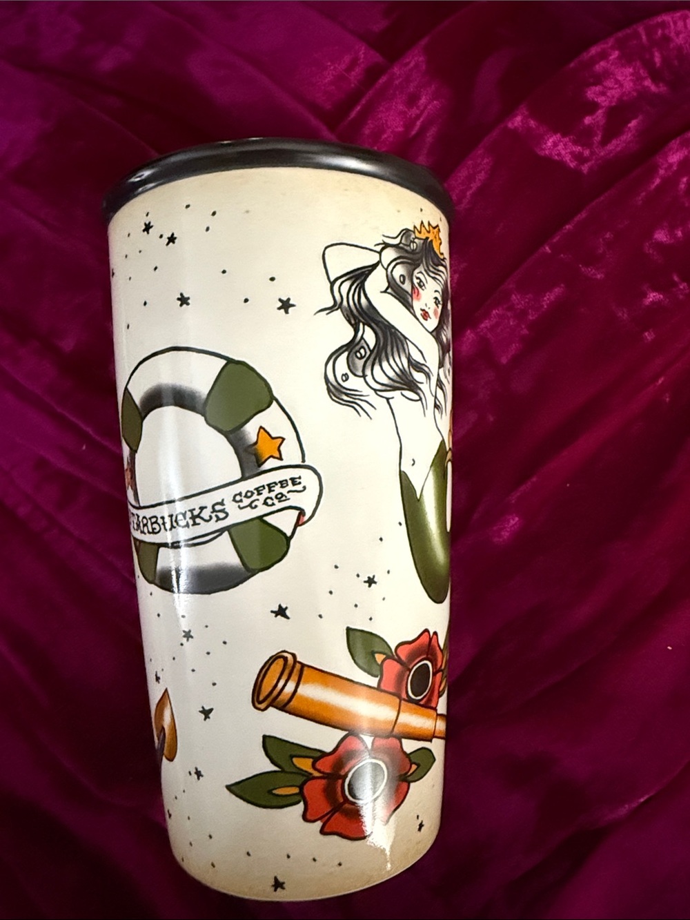 Starbucks Sailor/Mermaid Tattoo Ceramic Travel Tumbler